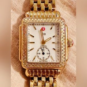 MICHELE Diamond Deco Gold Watch